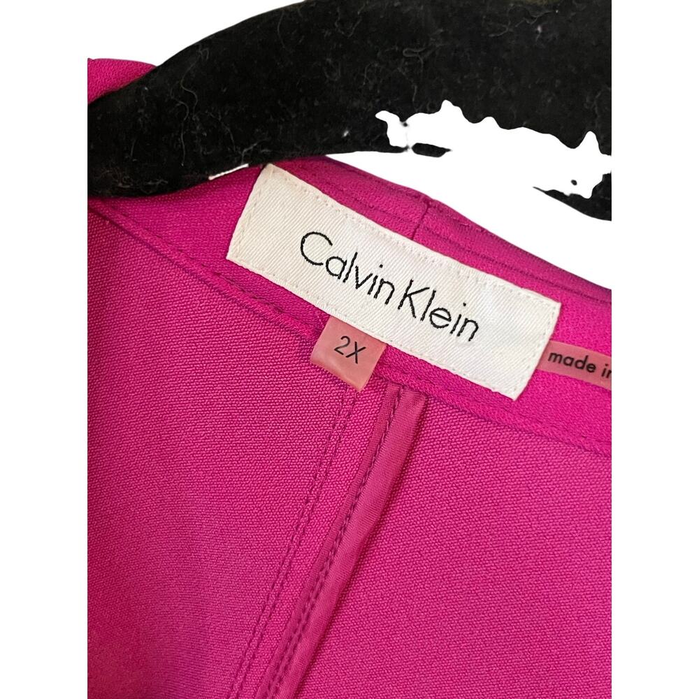 Calvin Klein Moto Ponte Blazer Jacket Hot Pink Gold Zip Stretch Women 2X - Picture 3 of 7
